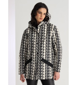 Parka imbottito bianco impermeabile con cappuccio