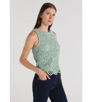 rmellose Bluse grner Stanzdruck