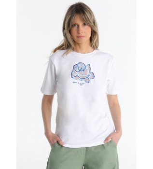 T-shirt rose avec strass blancs