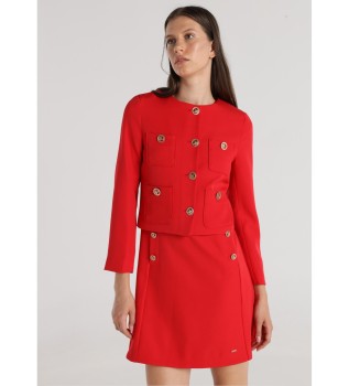 Giacca Chanelera con bottoni dorati e dettaglio tasca rosso