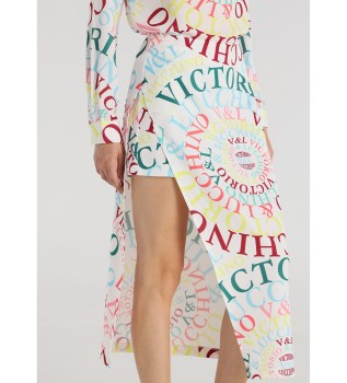 Skirt combined with multicoloured shorts