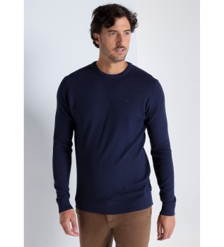 Jersey cuello caja con estructura de color marino