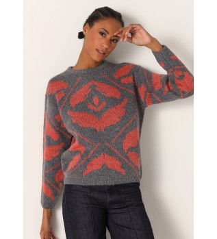 Pull gris ctel  col ras du cou