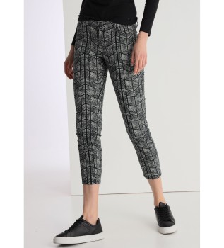 Pantalon gris  motifs de pois en treillis
