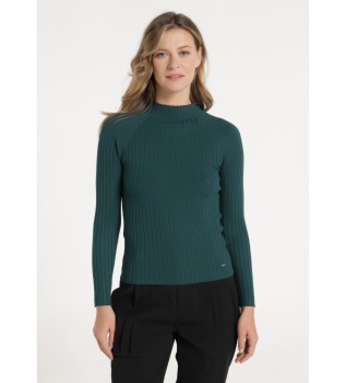 Ribbad pullover med raglanrm grn