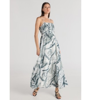 Longue robe verte  imprim tropique