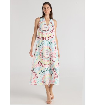 Robe midi avec encolure multicolore