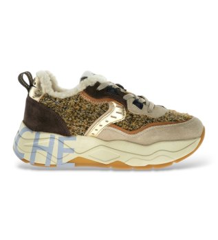 Leder-Sneaker Club105 Fur beige
