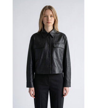 Chaqueta de Cuero Wkdpiovra črna