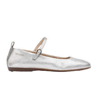 Ballerinaskor i Seoul-l�der i silvermetallic