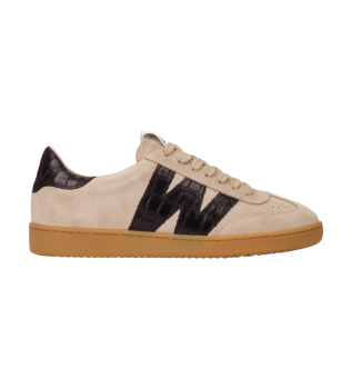 Sneakers i lder Nubia 01 beige