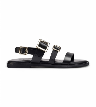 Zorion Zwart Leren Sandalen