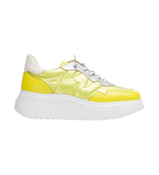 Kup Wonders Skórzane buty sportowe Berlin w kolorze limonkowym - Wysokość klina 5 cm