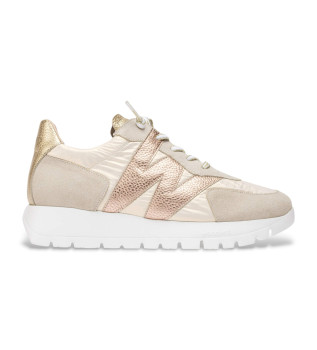 Oslo beige, bronsfrgade sneakers i lder