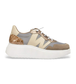 Roma 31 sneakers i lder, taupe