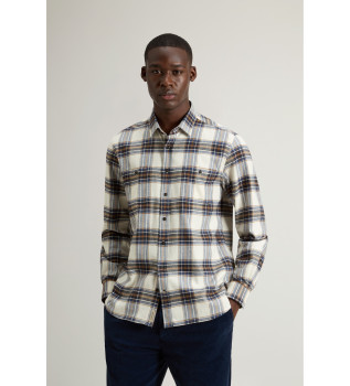 Camisa a cuadros de franela blanco roto