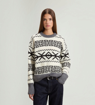 White Fairisle jacquard sweater