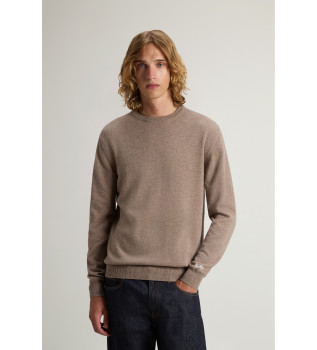 Pull en laine marron  col ras du cou