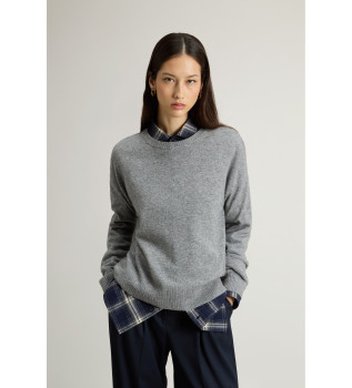 Pull  col rond en mlange gris