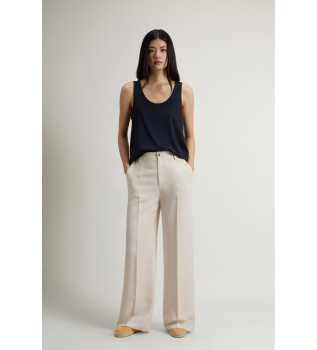 Beige linen blend trousers