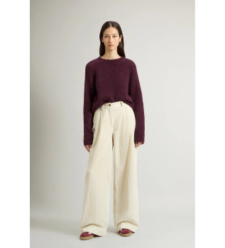 Hlače iz manšestra s širokimi bež nogavicami