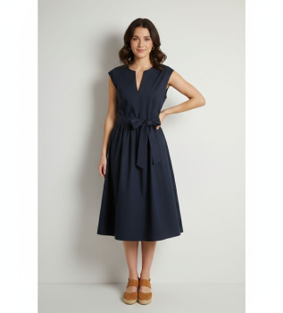 Popeline Kleid navy