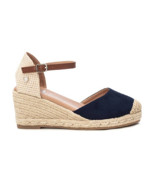 Marine lederen espadrilles 140746 