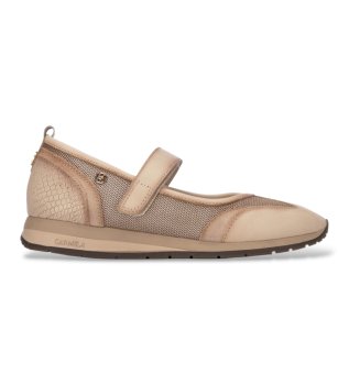 Sapatilhas de couro 164353 beige