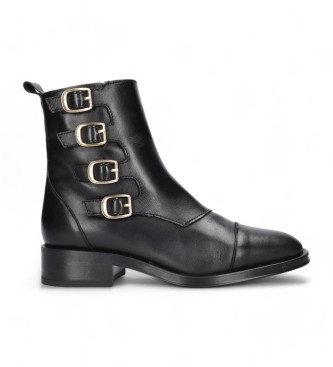 Alpe Botins de couro Couture preto