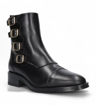 Alpe Botins de couro Couture preto