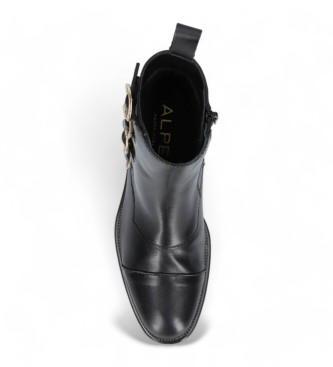 Alpe Botins de couro Couture preto