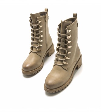 Mariamare Beige Military Ankle Boots