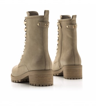 Mariamare Beige Military Ankle Boots