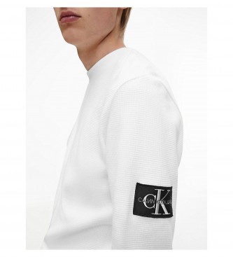 Calvin Klein Camiseta de manga larga Badge Monologo blanco