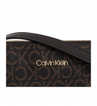 Calvin Klein CK monogram dark brown shoulder bag