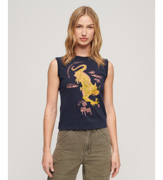 Superdry Eng anliegendes Tank-Top x Komodo Kailash Dragon navy