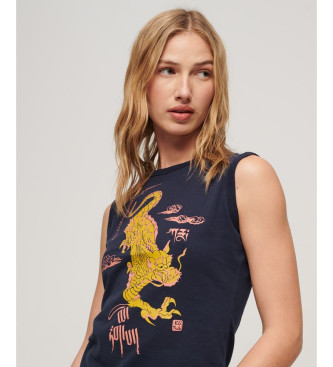 Superdry Eng anliegendes Tank-Top x Komodo Kailash Dragon navy