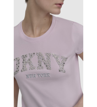 DKNY Perłowa koszulka w kolorze różowym