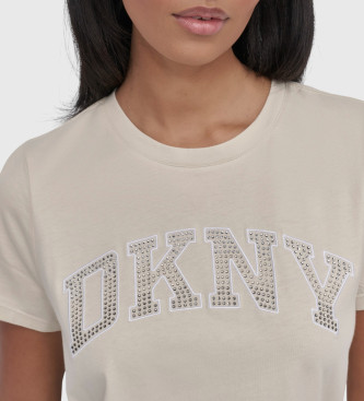 DKNY Koszulka z logo w kolorze beżowym