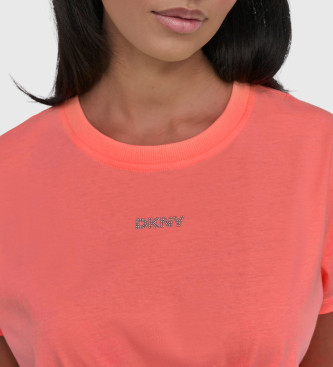 DKNY Korallenfarbenes T-Shirt mit Rundhalsausschnitt