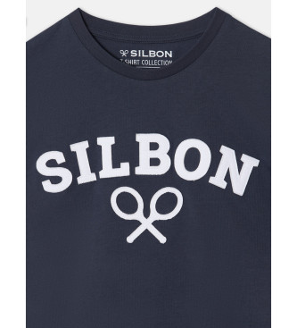 Silbon T-shirt racchetta blu navy media