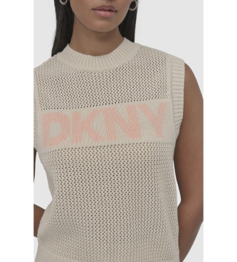 DKNY Beżowy sweter z dzianiny