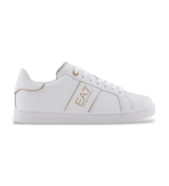 EA7 Klassiska sneakers i lder, vita