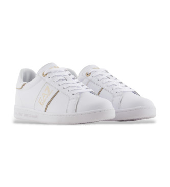 EA7 Baskets classiques en cuir blanc