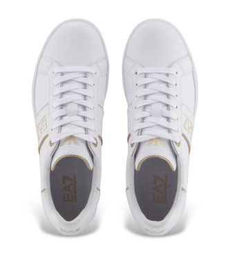 EA7 Klassiska sneakers i lder, vita