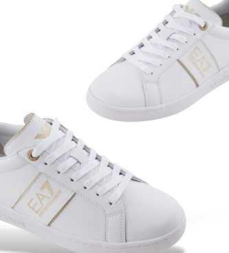 EA7 Klassieke leren sneakers wit