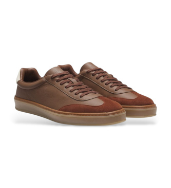 BOSS Leren sneakers By Beckham bruin