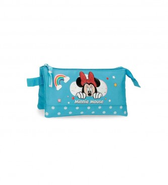 Disney Estojo de lpis Minnie com trs compartimentos azul