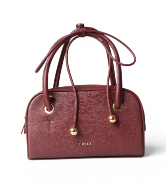 Furla Bolso de Piel Poppy Mini Dome burdeos