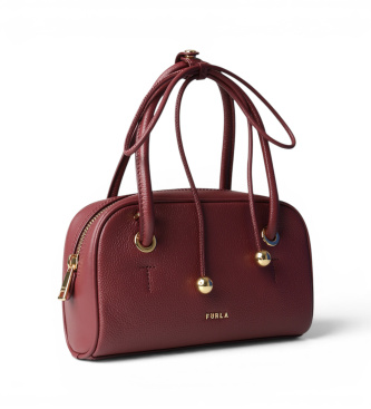 Furla Bolso de Piel Poppy Mini Dome burdeos